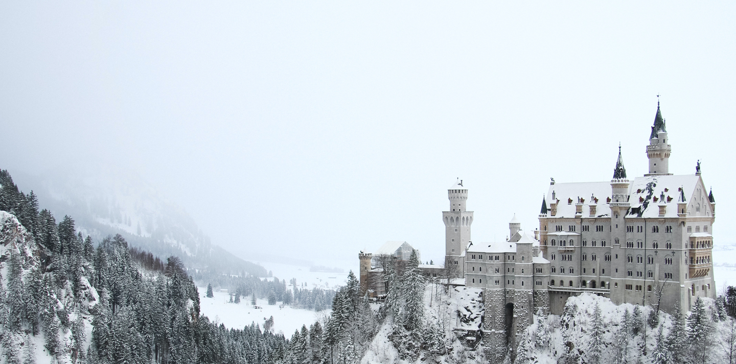 castle on a snowy mountain