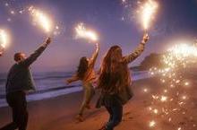 People celebrating with sparklers