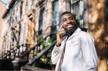 Male Traveler on Mobile in New York