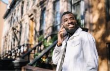 Male Traveler on Mobile in New York