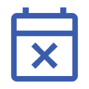 travel insurance trip cancellation blue calendar with "x" icon